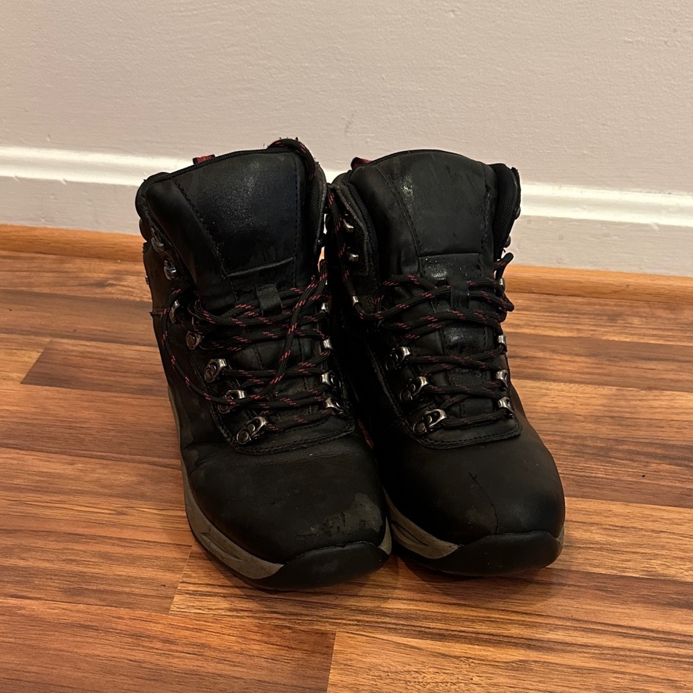 Black Hiking Boots with Red Accents Waterproof